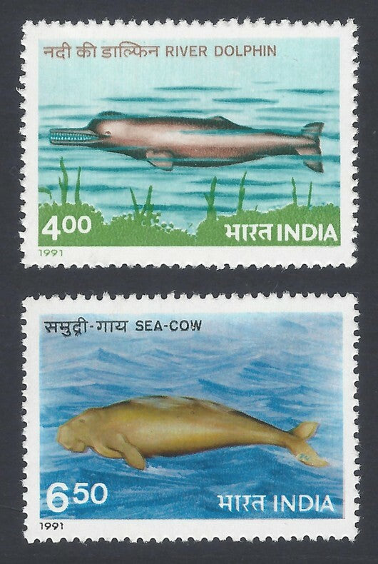 AOP India 1991 Endangered Marine Mammals set of 2 MNH