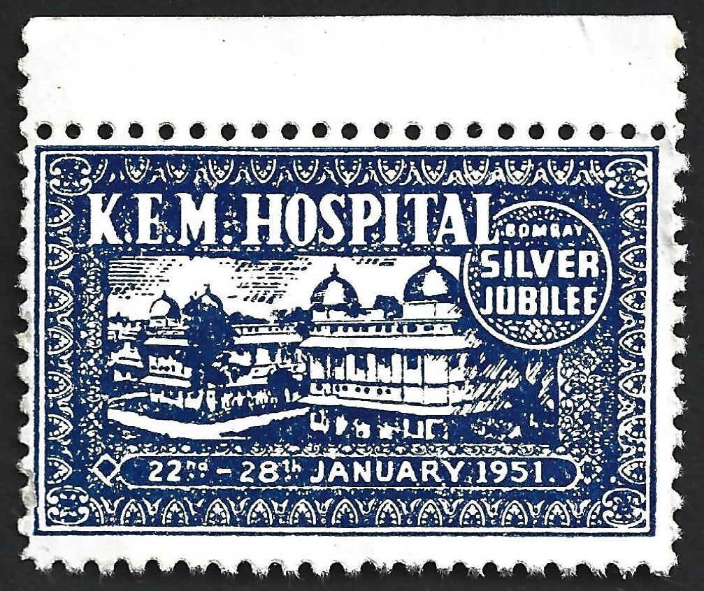 India 1951 KEM Hospital, Bombay Silver Jubilee 2a label