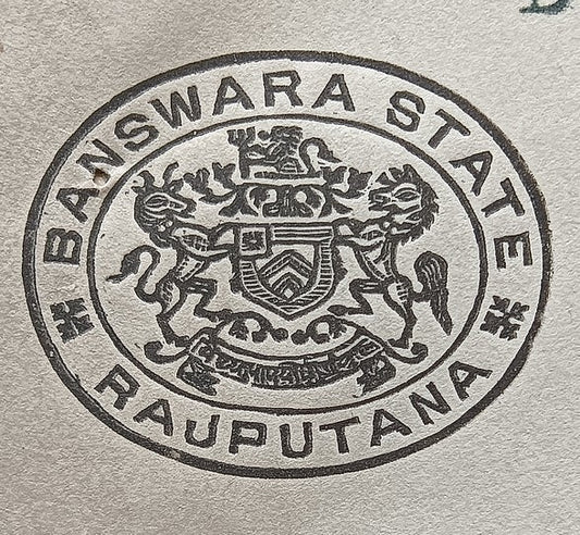 India 1945 crested letter BANSWARA STATE / RAJPUANA signed Chief Minister