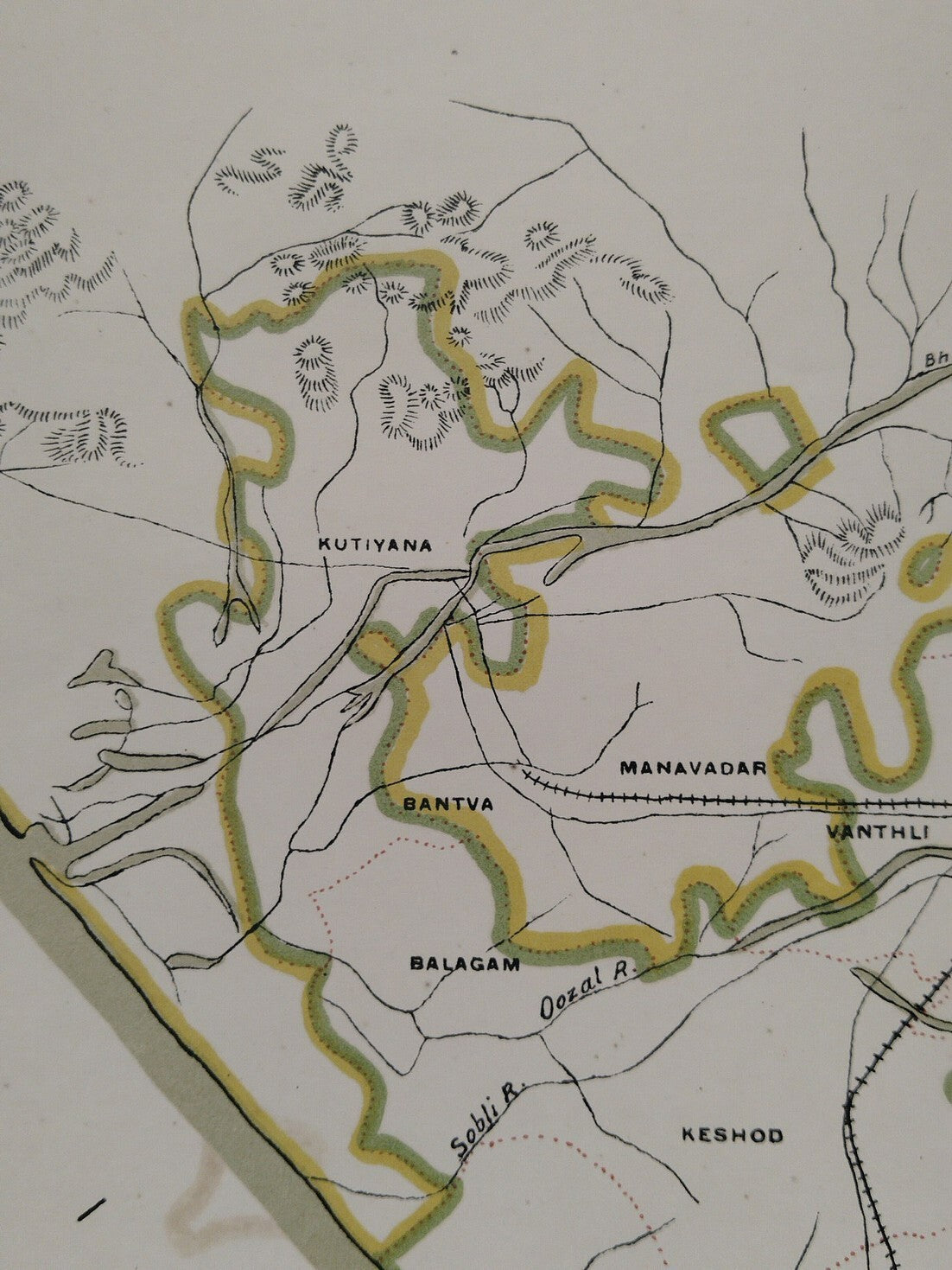 AOP India 1913 MAP of Junagadh State 33x48cm