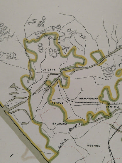 AOP India 1913 MAP of Junagadh State 33x48cm