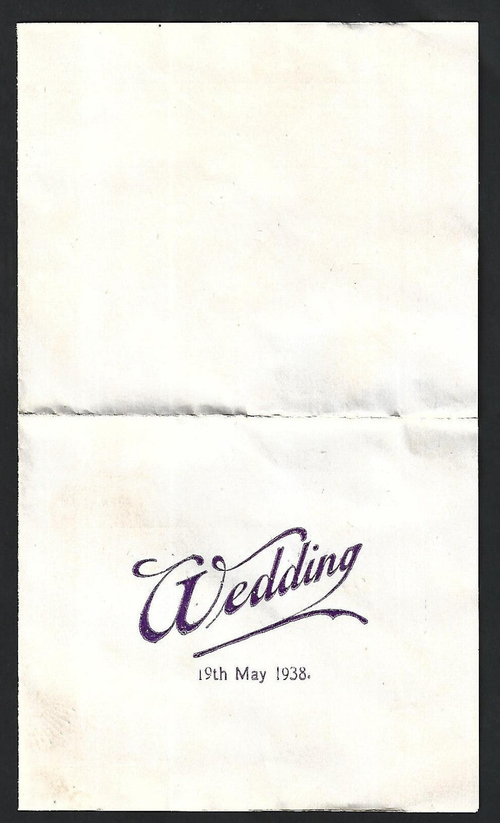 India 1938 Christian Marriage invitation