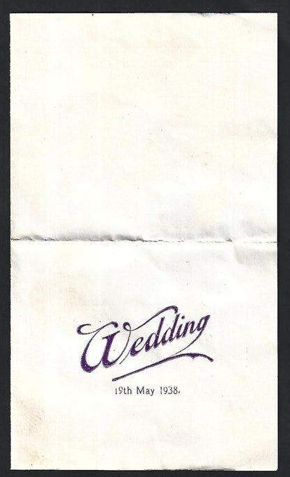 India 1938 Christian Marriage invitation