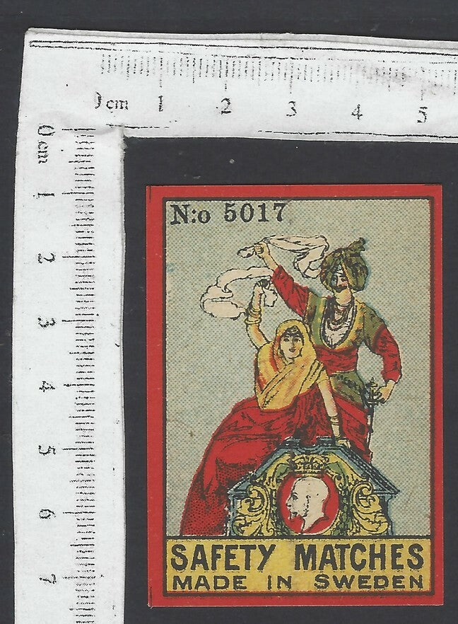 AOP India vintage matchbox label Dancer Made in Sweden