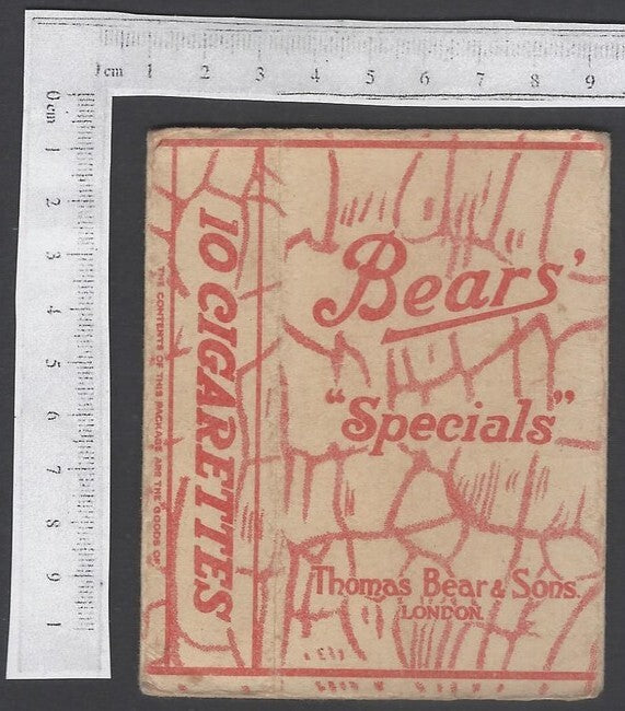 AOP India vintage empty cigarette packet BEARS' SPECIALS