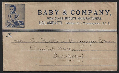 India 1953 BABY & COMPANY Biscuits pictorial advertisement cover