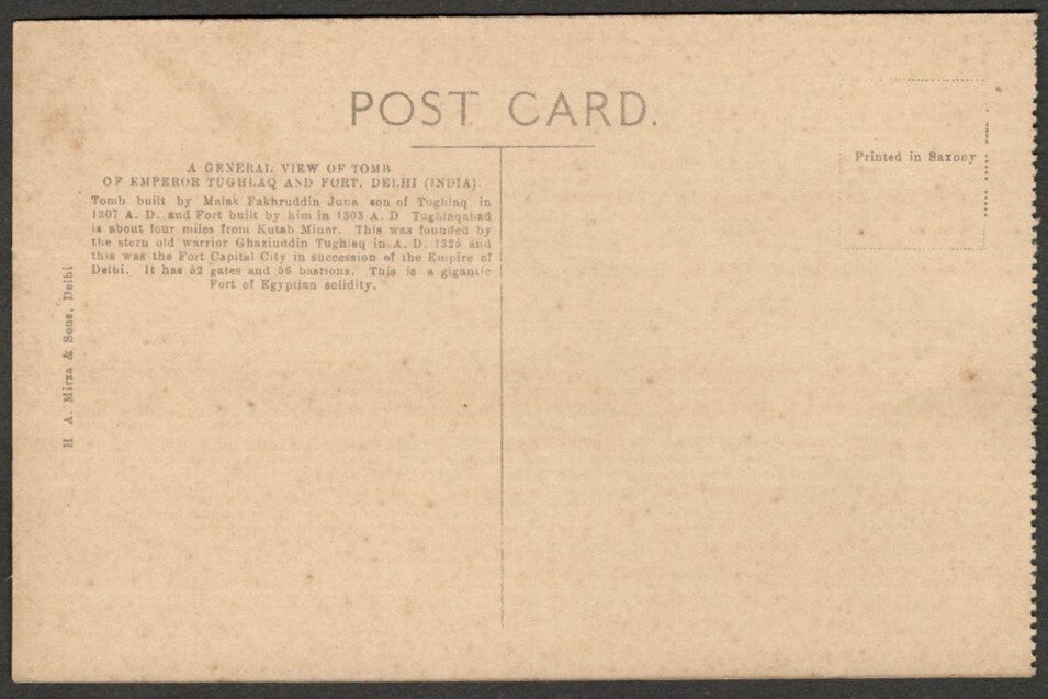 AOP India vintage postcard Tomb of Emperor Tughlaq, DELHI