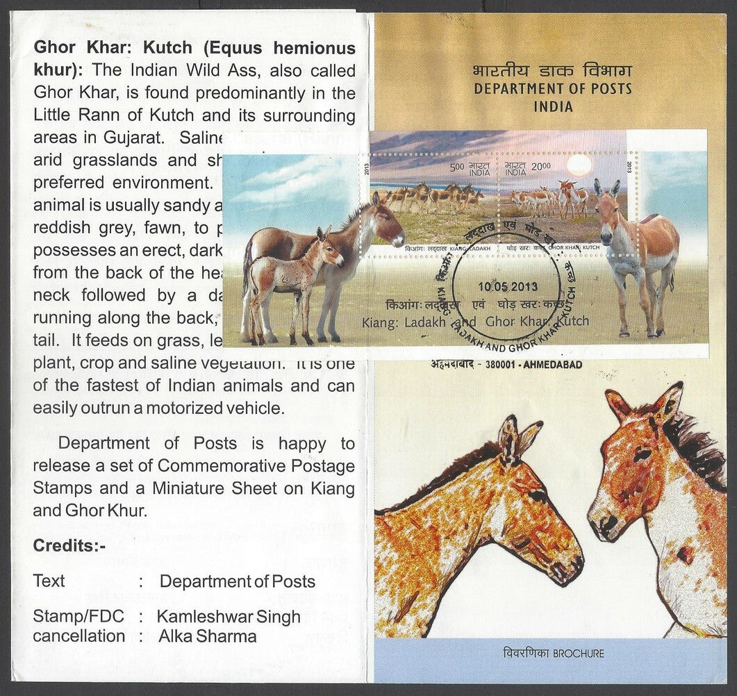 AOP India 2013 Asses of Ladakh & Kutch MS miniature sheet on info brochure