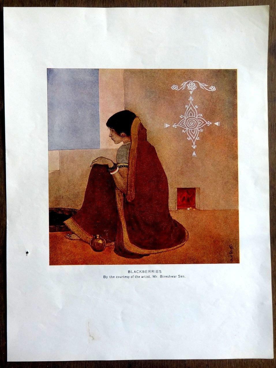 India c.1920s print BLACKBERRIES by Bireshwar Sen 28cm x 21cm
