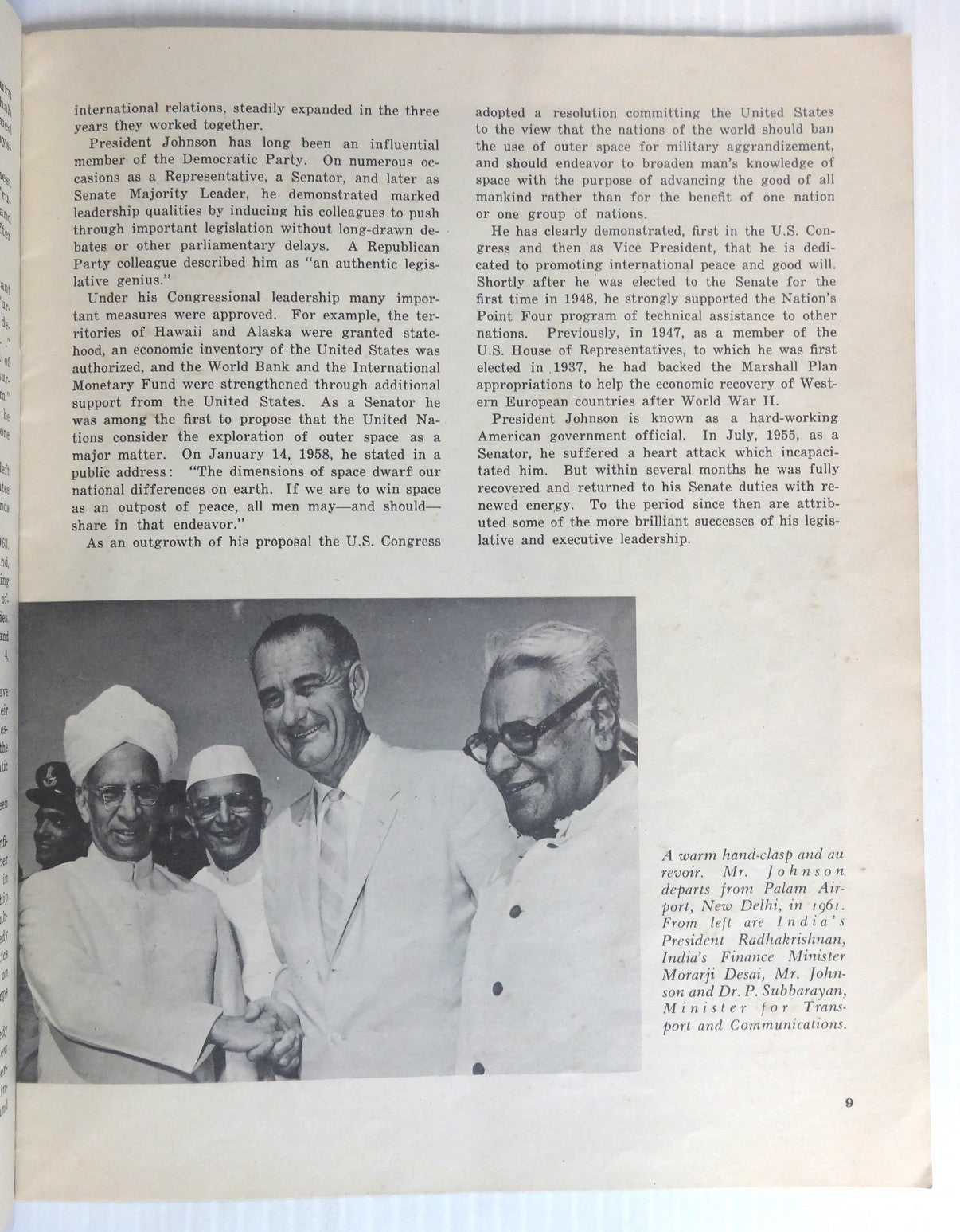 India 1963 Lyndon B Johnson USIS propaganda publication