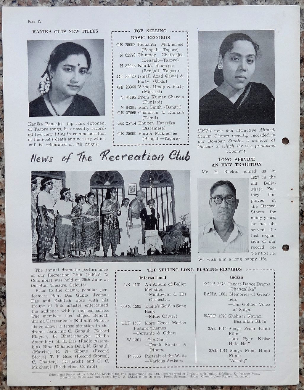 India THE VOICE July 1962 HMV Magazine - STARS OF TOMORROW