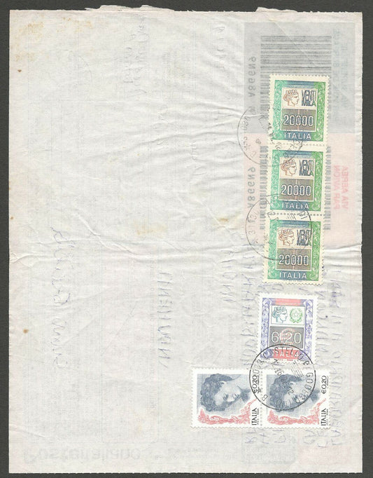 AOP Italy 2001 parcel card to India with a combination of Euro & Lire top values