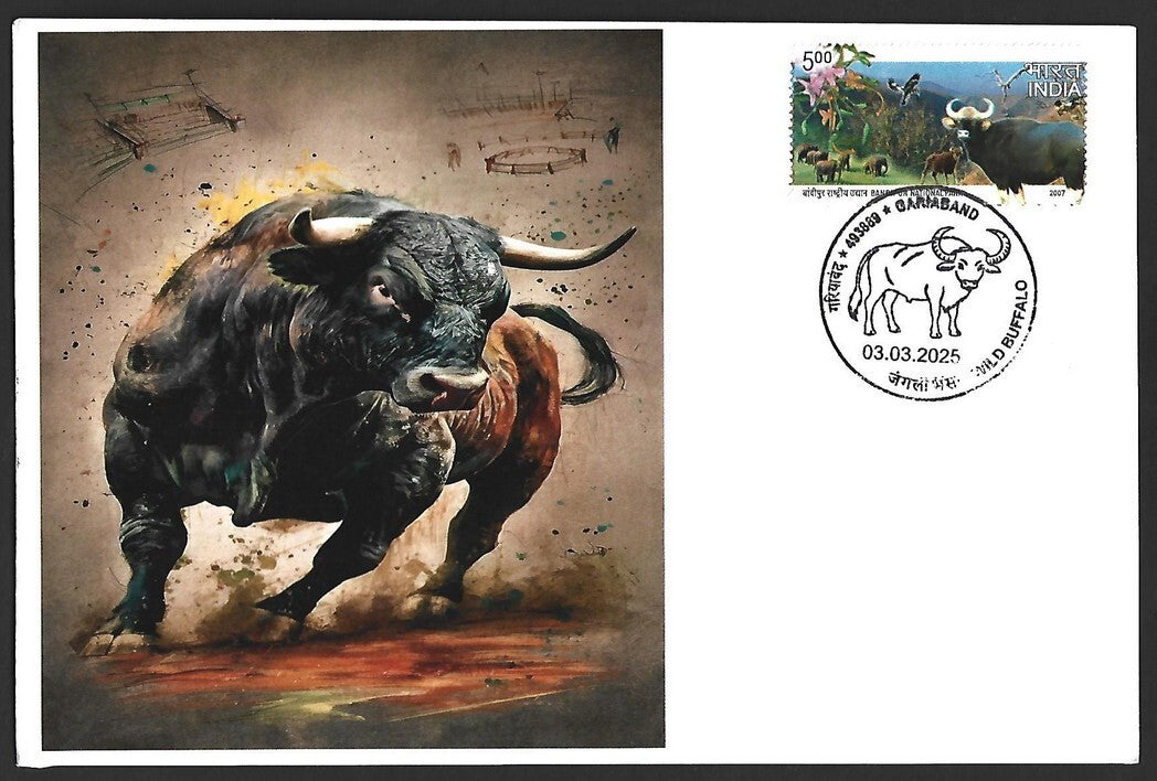 India 2025 WILD BUFFALO, GARIABAND Special covers (5)