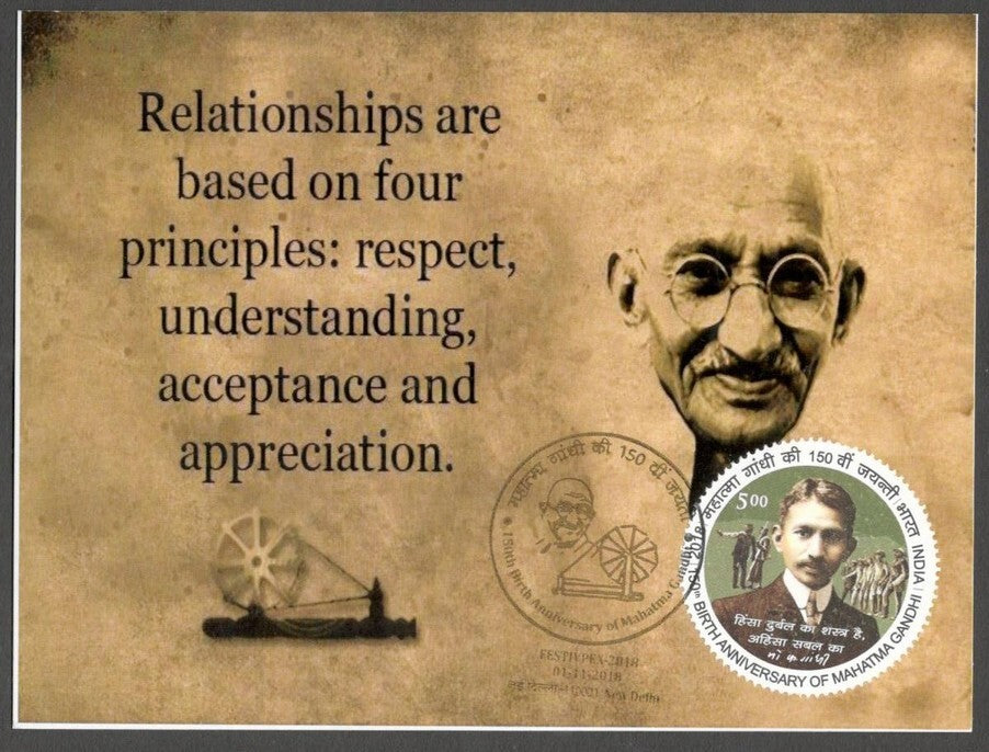 AOP India MAHATMA GANDHI 150th Birth Anniversary Year slogan on Special card