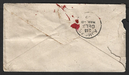 AOP India QV 1889 env wi boxed "POSTAGE DUE/ONE ANNA" with DOTTED FRAME