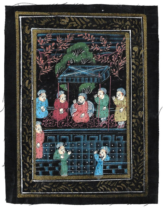 Indian watercolour painting on cloth 6.5x 8.5 inches