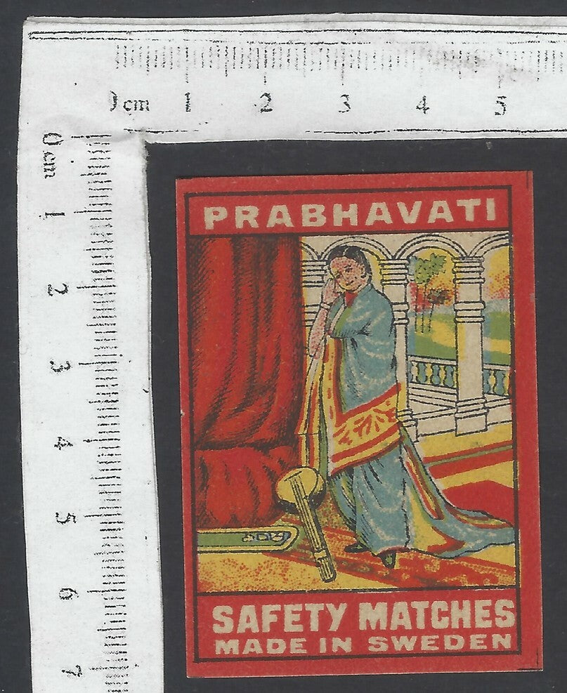 AOP India vintage matchbox label Prabhavati The Asura Princess Made in Sweden