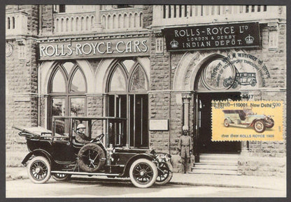 India souvenir VINTAGE CARS card ROLLS ROYCE outside Indian Depot, London