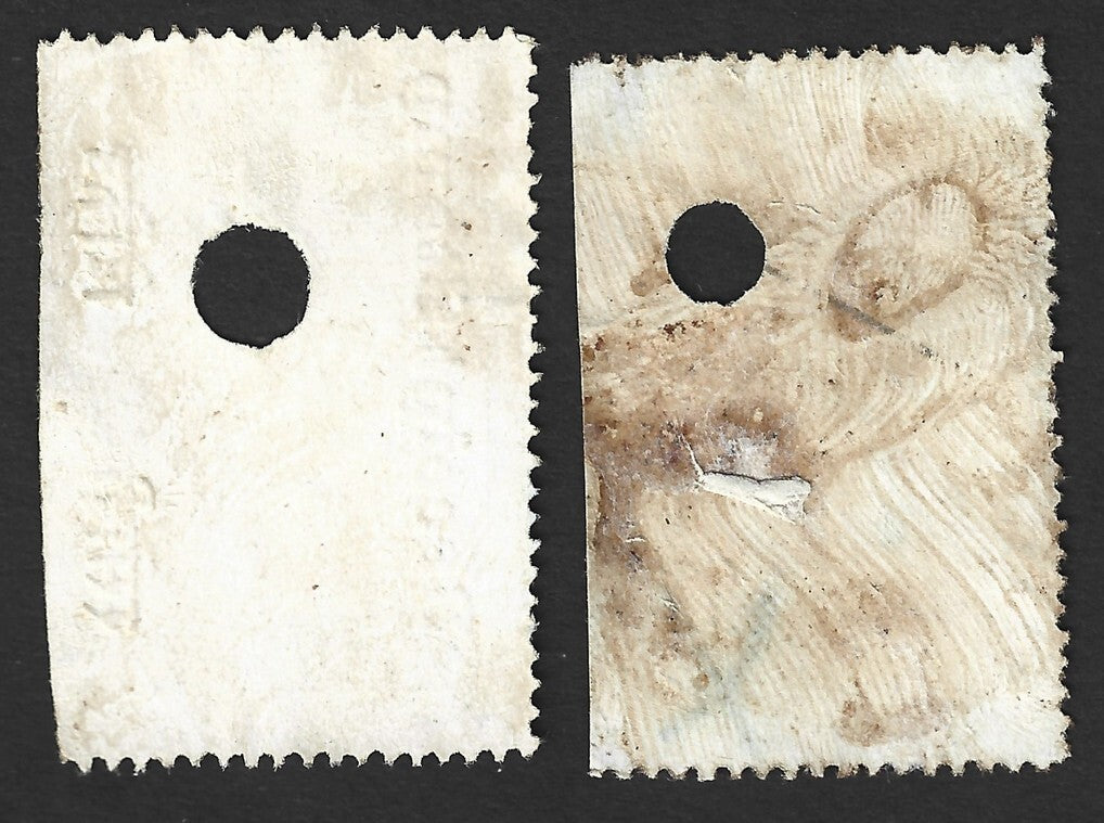 India Rajgarh State 1a green Receipt stamps, one with rough overprint