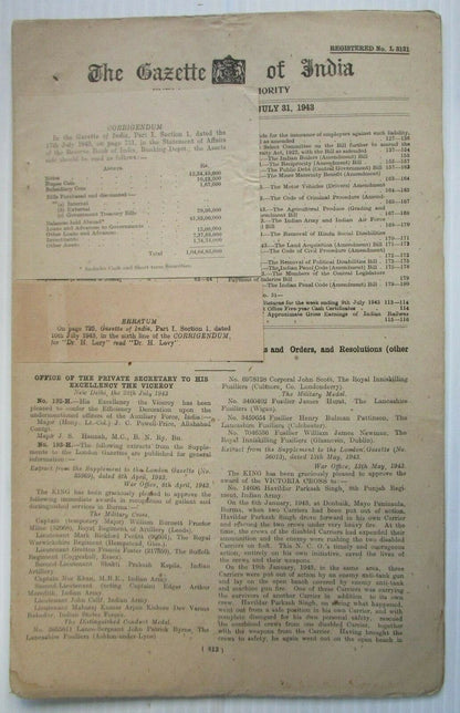 The Gazette of India 1943 issues (10)