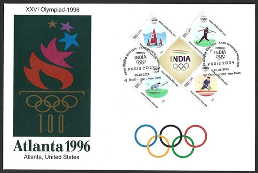 India 2024 Paris Olympics FDC with 1996 Atlanta, US Olympics cachet