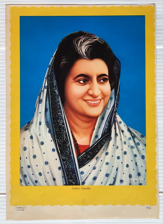 AOP India INDIRA GANDHI J. B. Khanna 9.5" x 13.25" vintage poster