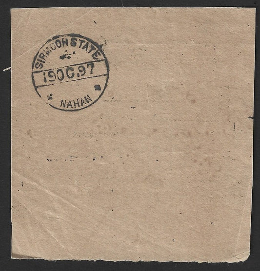 India Sirmoor State postal receipt 1897