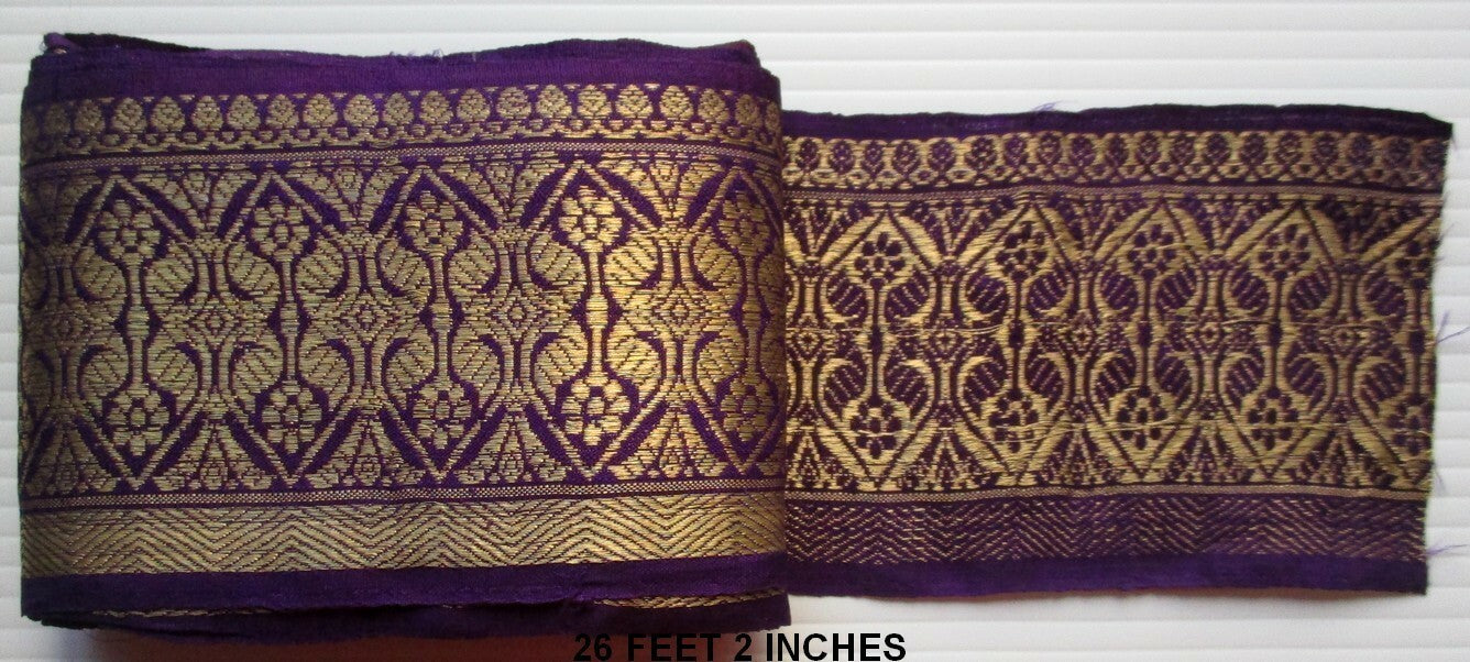 India Banarasi woven border / trim with zari (metallic) threads 3 3/4 in x 26 ft