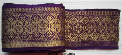 India Banarasi woven border / trim with zari (metallic) threads 3 3/4 in x 26 ft
