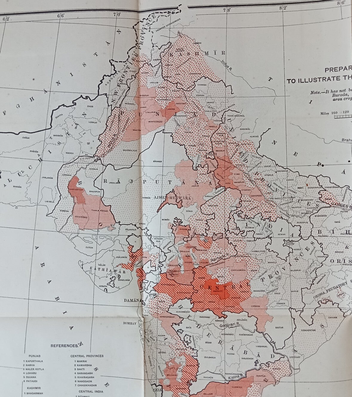 (AOP) Vintage Survey of India COTTON MAP OF INDIA 16" x 18"