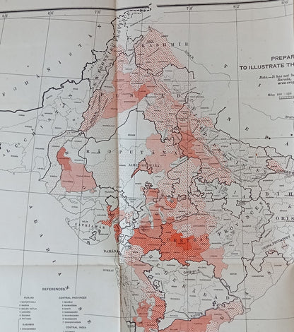 (AOP) Vintage Survey of India COTTON MAP OF INDIA 16" x 18"