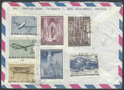 Austria 1970s multi franked cover to Anjuna, Goa, India
