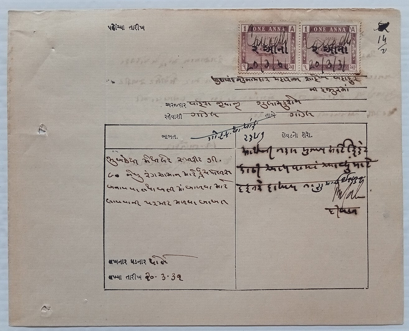 AOP India 1931 1a pair on 1931 Methyl Spirit import license