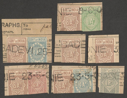 AOP India telegraph stamps on piece