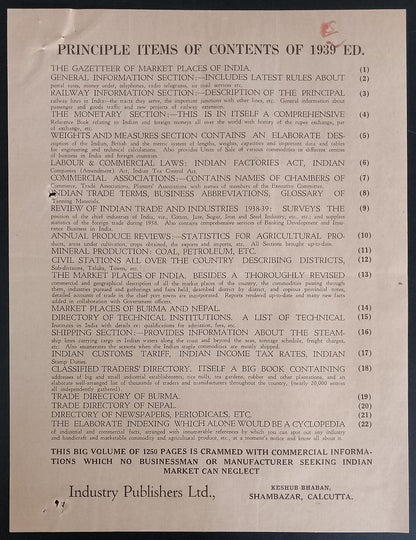 AOP India correspondence - INDUSTRY YEAR BOOK & DIRECTORY 1939