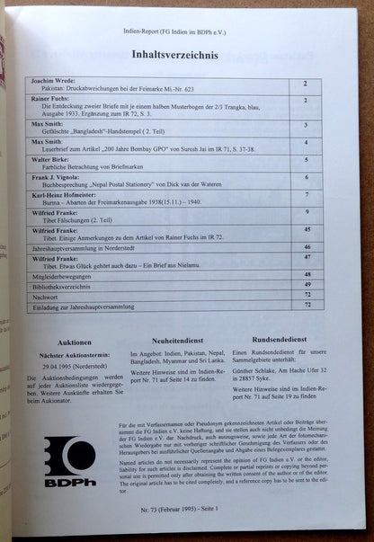 INDIEN REPORT ISC India Study Circle Germany Journal February 1995