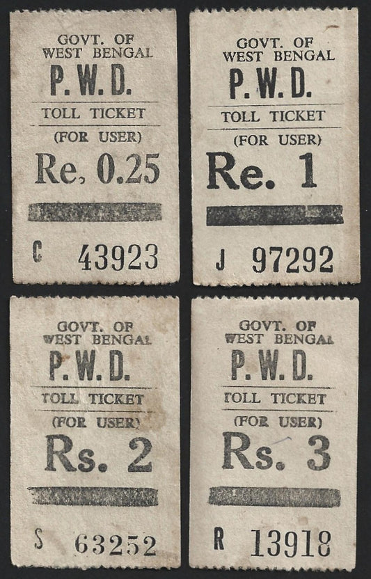 (AOP) India vintage Govt. of West Bengal Toll Tickets (4)