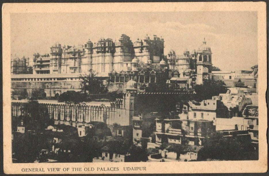 AOP India General view of the Old Palaces, Udaipur vintage postcard