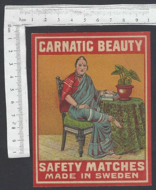 AOP India vintage packet size label Carnatic Beauty Made in Sweden