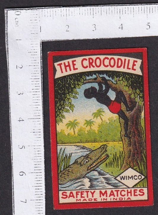 India vintage WIMCO matchbox label THE CROCODILE