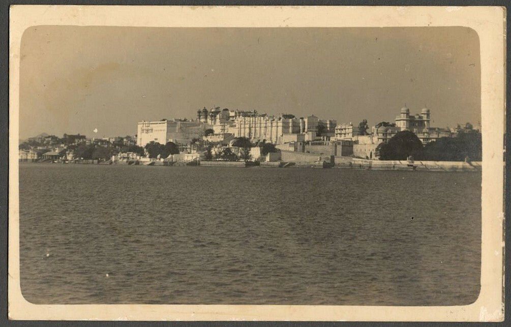 AOP India vintage rppc real photo postcard LAKE, UDAIPUR