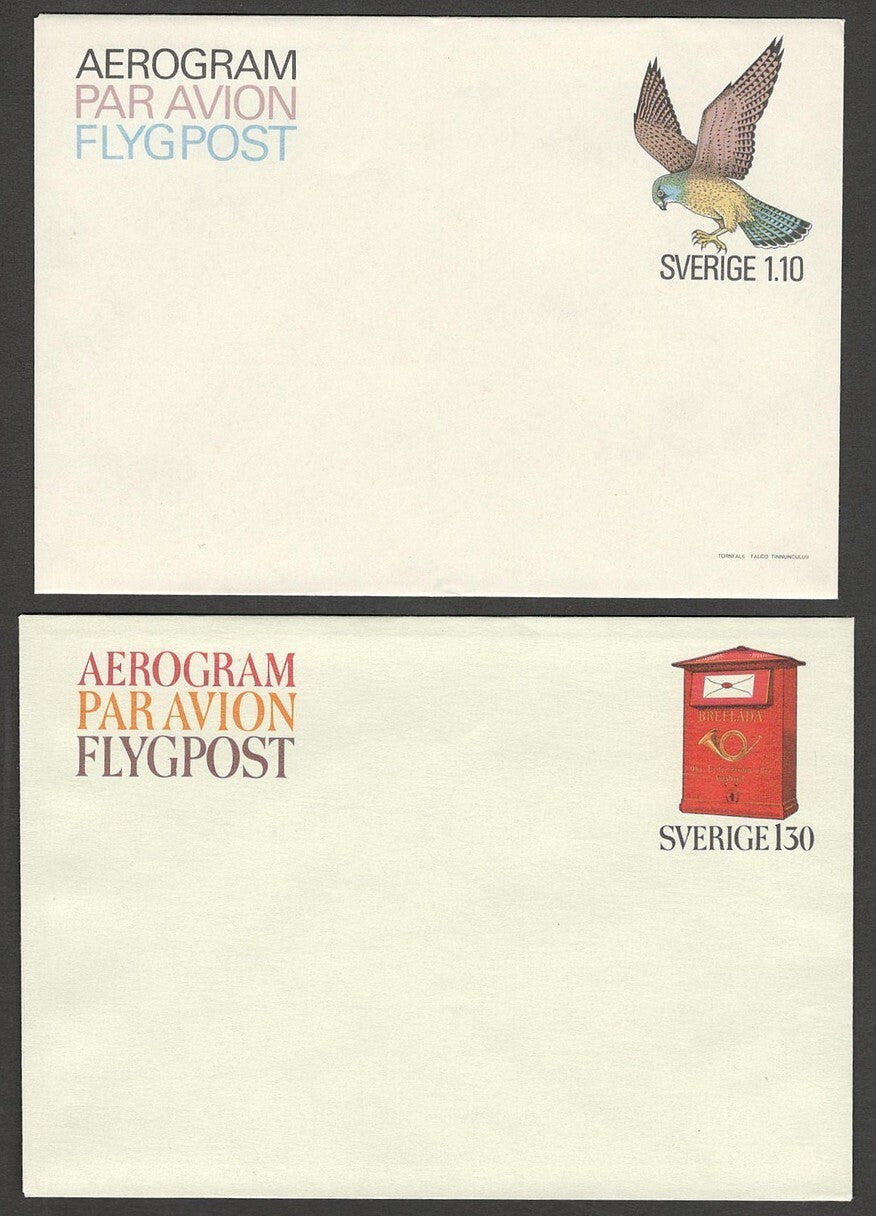 (AOP) India Sweden 1971-76 aerogrammes & airmail envelopes most unused (7)