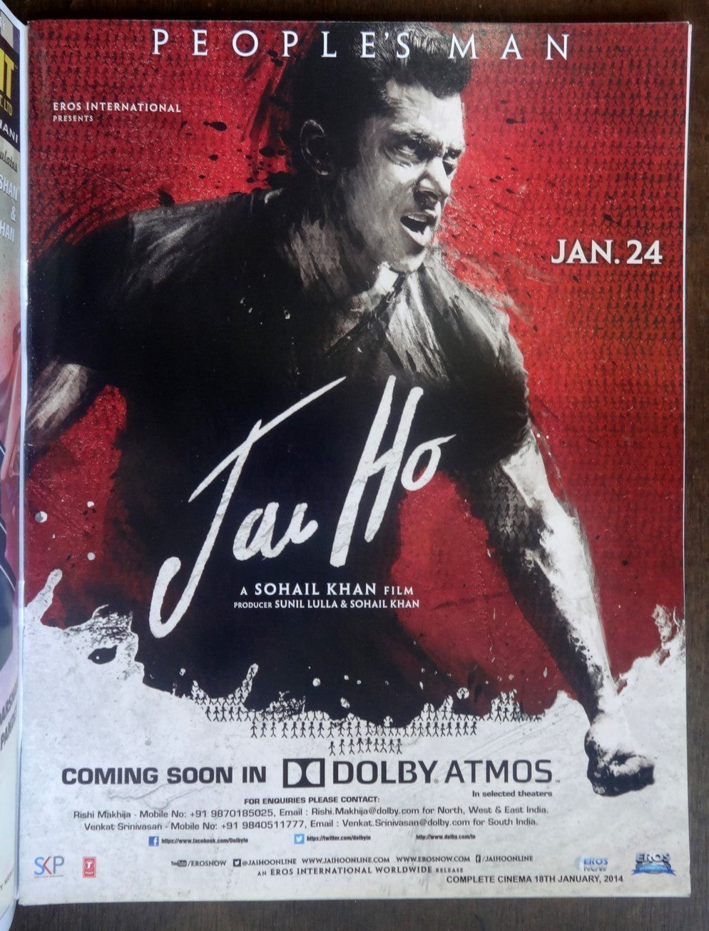 Bollywood Trade magazine COMPLETE CINEMA 18 Jan 2014 – Salman Khan JAI HO cover