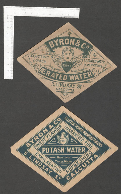 AOP India vintage BYRON & CO. Calcutta ELECTRIC POWER Aerated Drink labels (8)