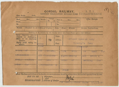 India 1936 Viceroy’s Camp Junagadh OSD telegram etc