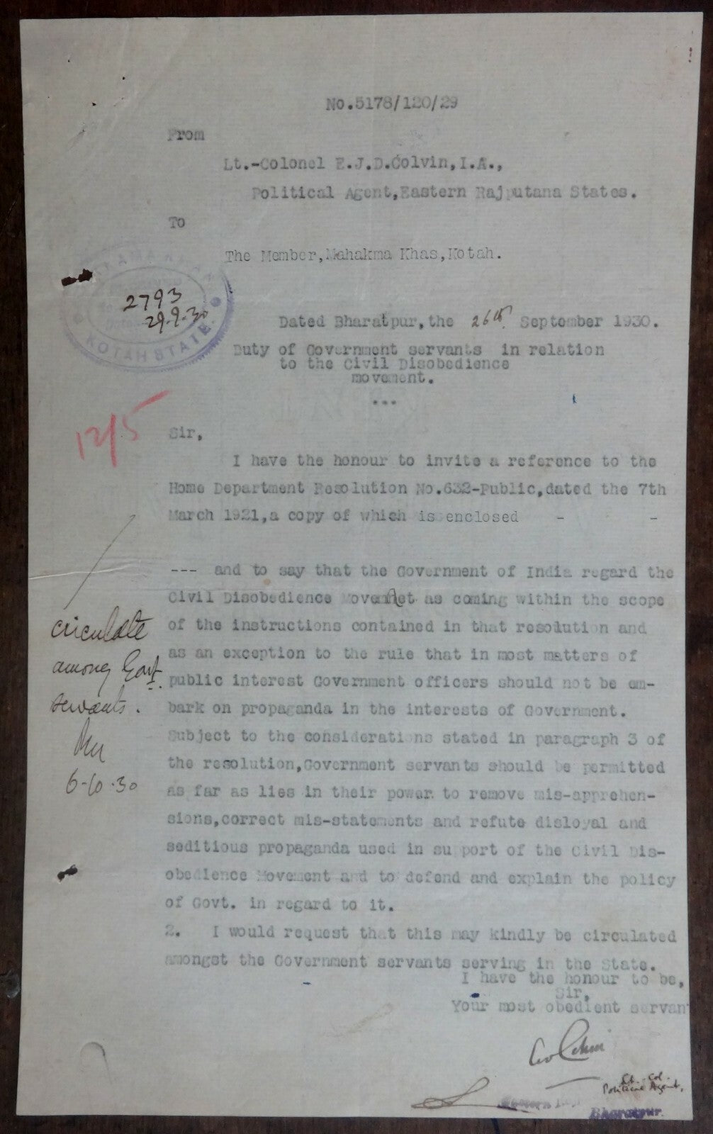 India 1930 set of Govt documents re: the CIVIL DISOBEDIENCE MOVEMENT