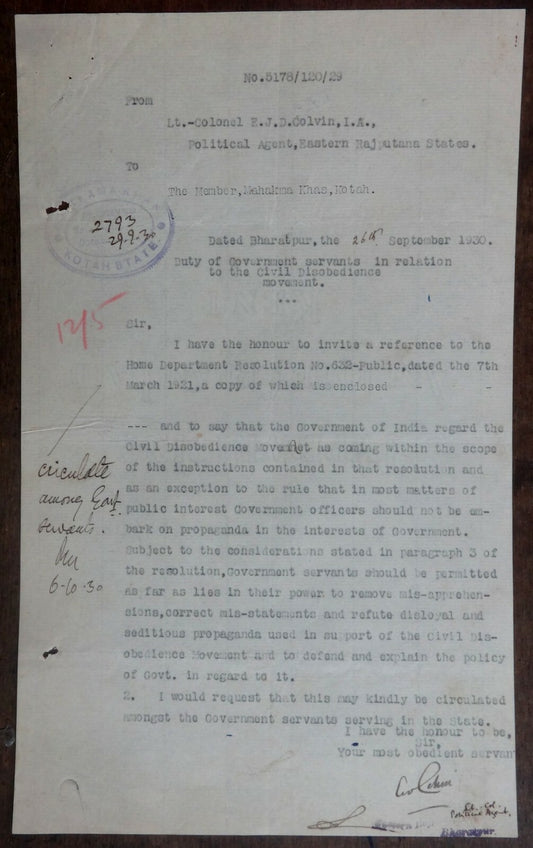 India 1930 set of Govt documents re: the CIVIL DISOBEDIENCE MOVEMENT