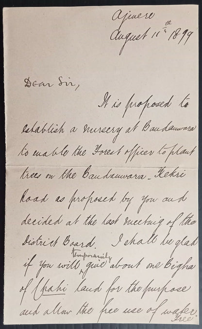 AOPIMT India crested letter & envelope ASSISTANT COMMISSIONER AJMERE u 1899