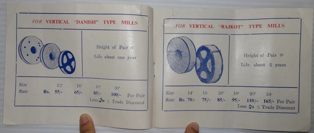 India 1958 illustrated price list of Emery Grinding stones