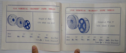 India 1958 illustrated price list of Emery Grinding stones